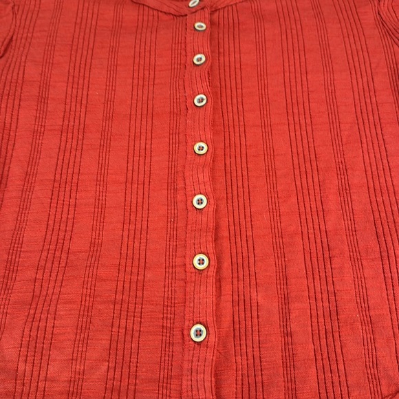 Pilcro Anthropologie Red Button Down Puff Sleeve Ribbed Knit Cardigan Top Sz S - Picture 13 of 14